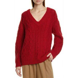 New Vince Wool Cashmere Blend Cable Knit Sweater Red XL $425